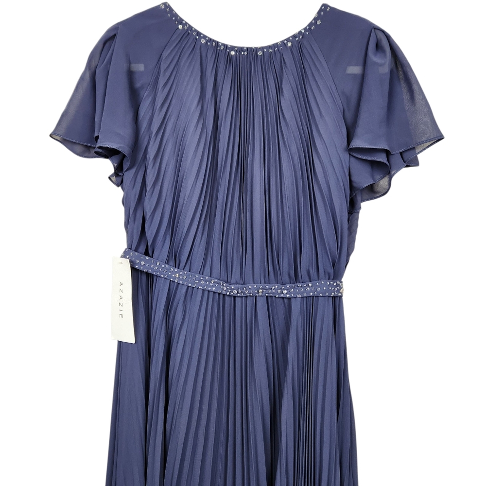 Azazie Kara Stormy NWT AZ374396 Maxi Bridesmaid Dress Chiffon Womens Size A8 - Picture 3 of 16